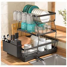 Kitchen Drawer Organizer Drain Shelf Dish Drying Rack
